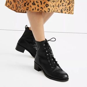 Madewell The Patti Lace Up Boot - Black Leather